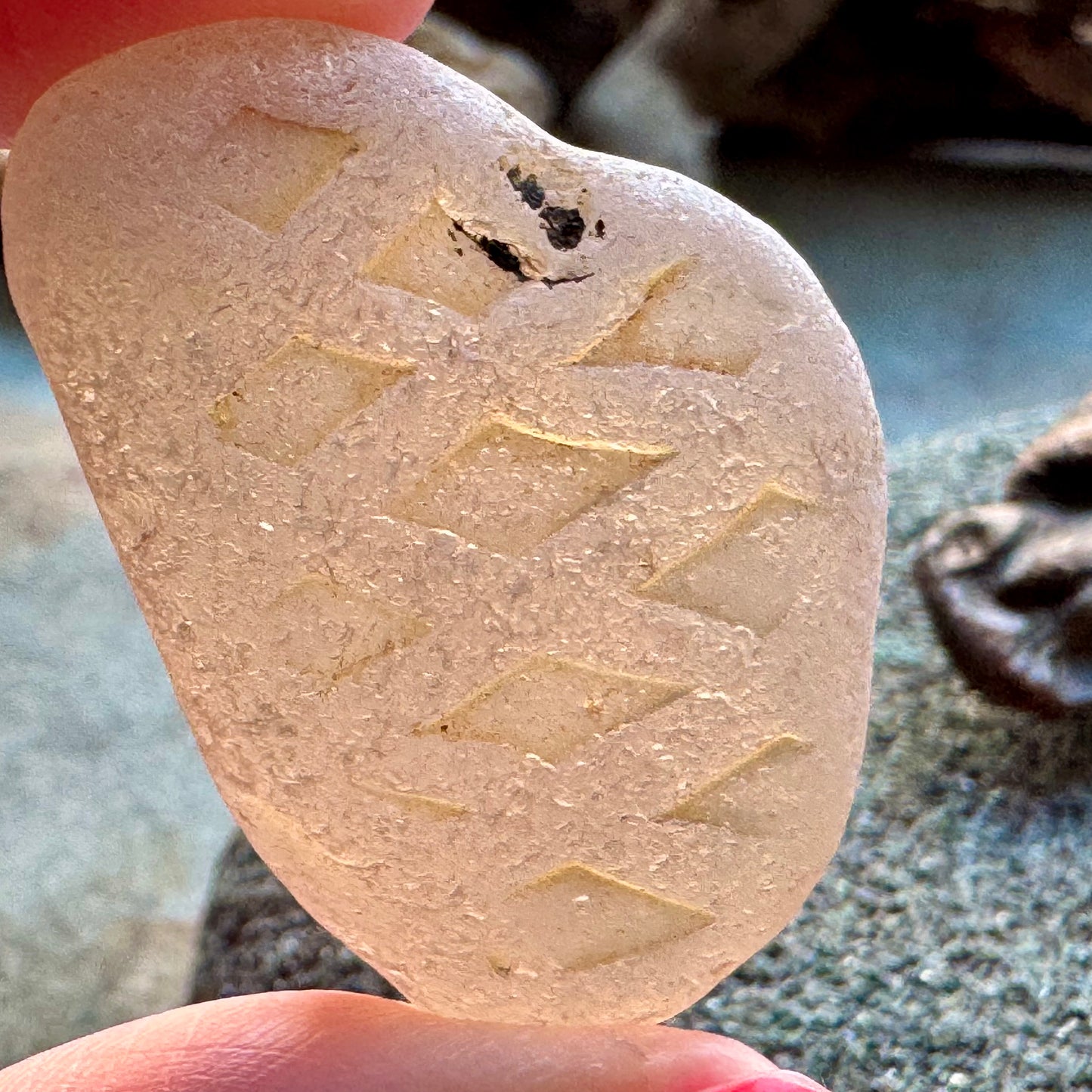 Rare Patterned Sea Glass A2415 – Frosted White / Soft Beige – Unique Textured Jewelry Piece – Genuine Beach Found Glass – Collector Supply