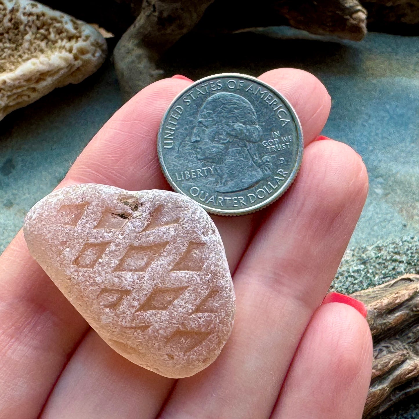 Rare Patterned Sea Glass A2415 – Frosted White / Soft Beige – Unique Textured Jewelry Piece – Genuine Beach Found Glass – Collector Supply