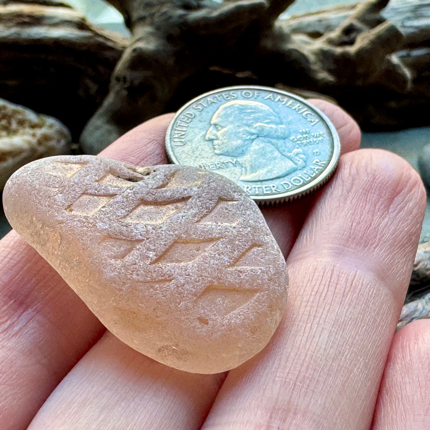 Rare Patterned Sea Glass A2415 – Frosted White / Soft Beige – Unique Textured Jewelry Piece – Genuine Beach Found Glass – Collector Supply