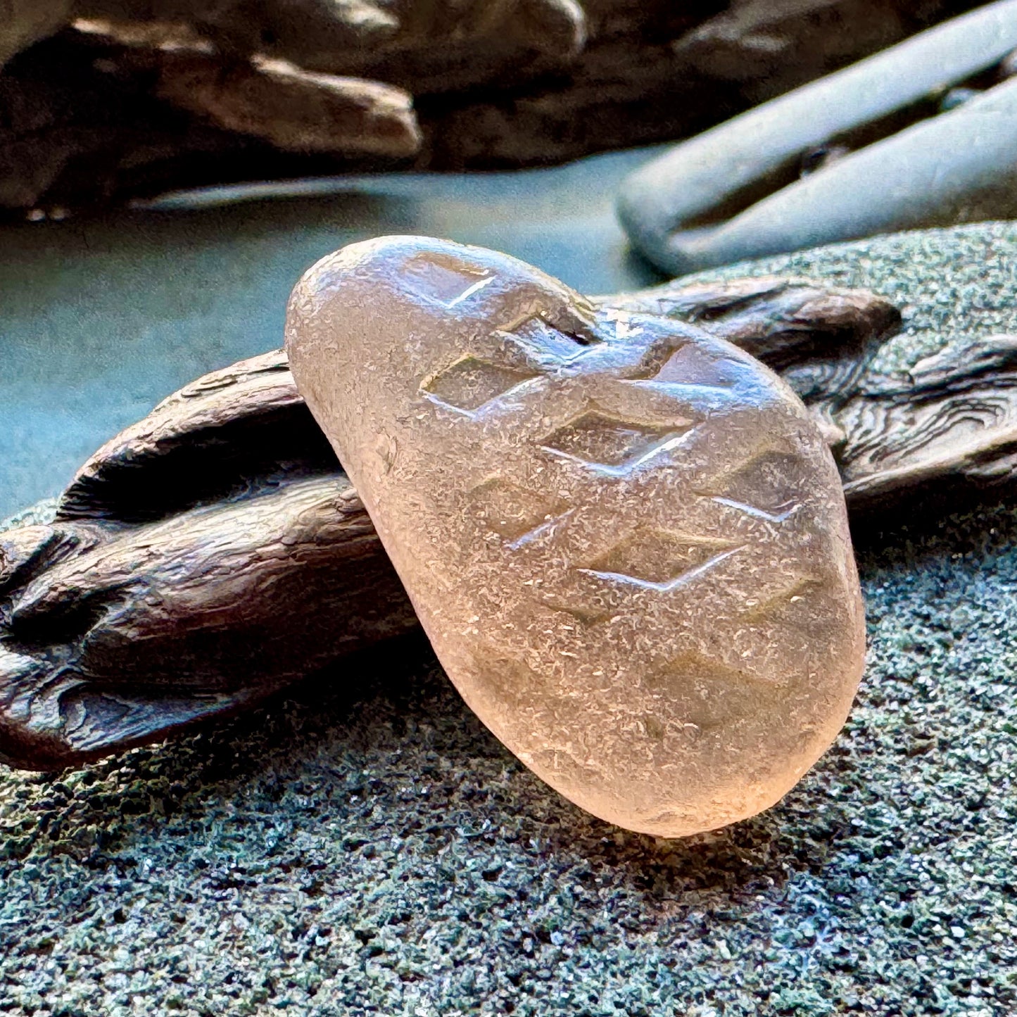 Rare Patterned Sea Glass A2415 – Frosted White / Soft Beige – Unique Textured Jewelry Piece – Genuine Beach Found Glass – Collector Supply
