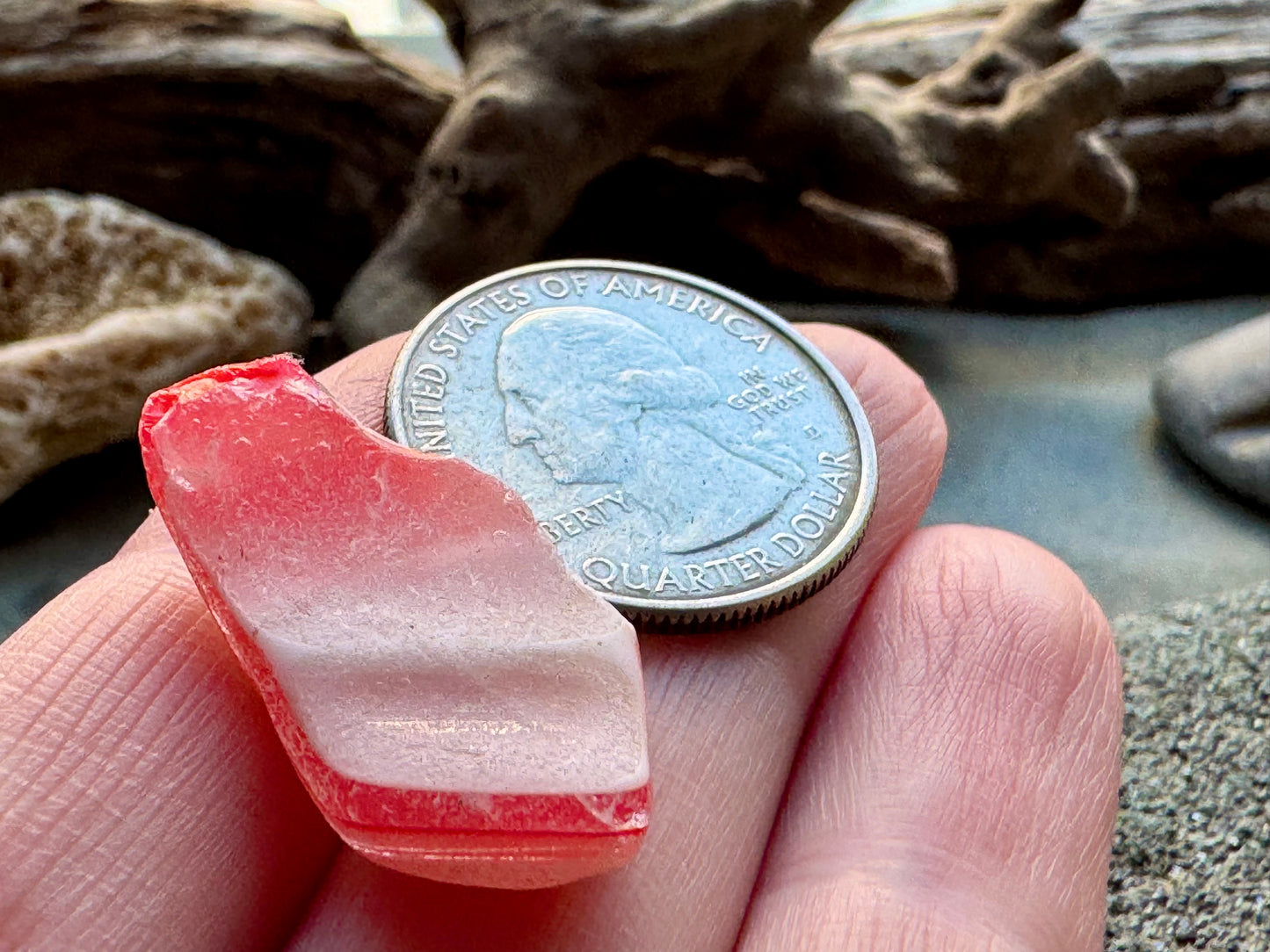 Red White Sea Glass A2417 Rare Multicolor Bottle Glass Genuine Beach Glass Jewelry Supply