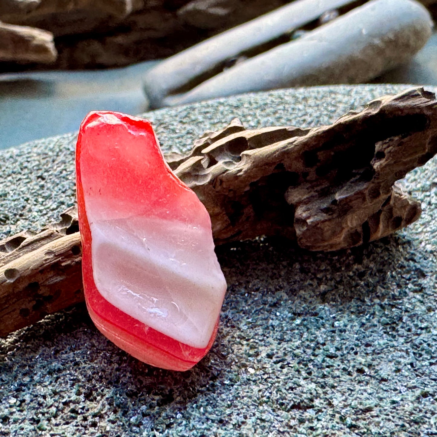 Red White Sea Glass A2417 Rare Multicolor Bottle Glass Genuine Beach Glass Jewelry Supply