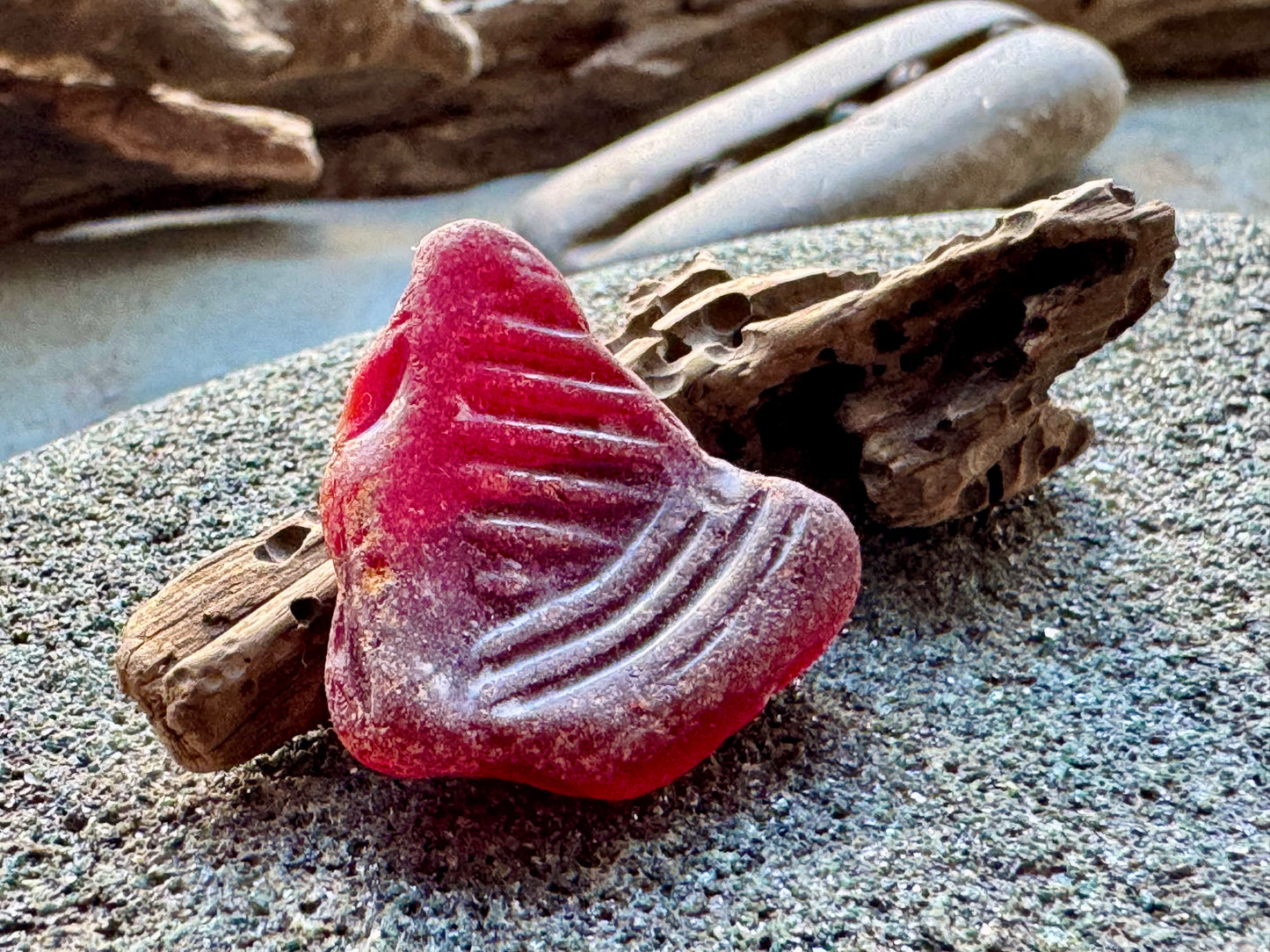 Red Sea Glass Bottle Base A2419 – Genuine Beach Found Sea Glass Jewelry Supply