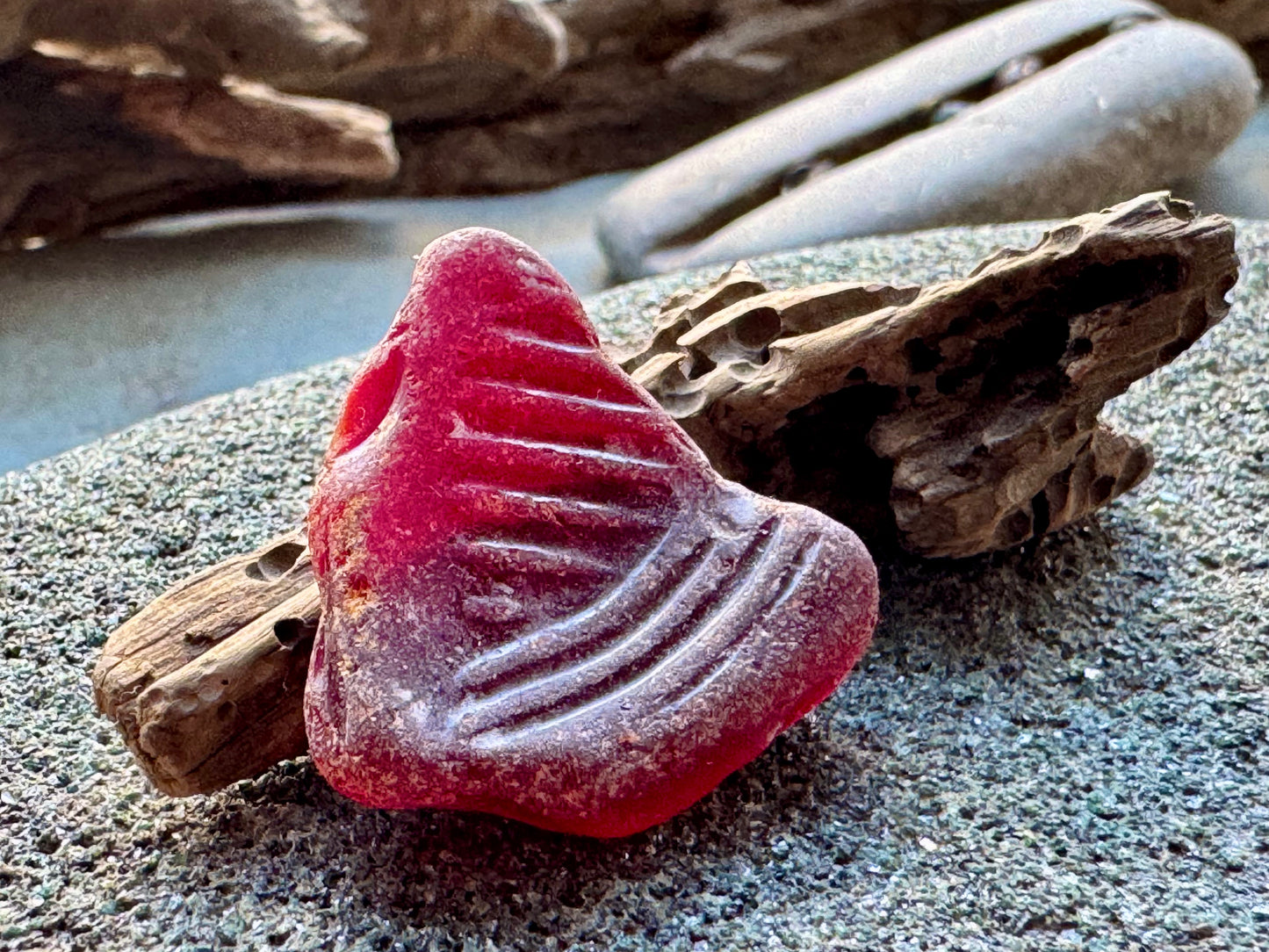 Red Sea Glass Bottle Base A2419 – Genuine Beach Found Sea Glass Jewelry Supply