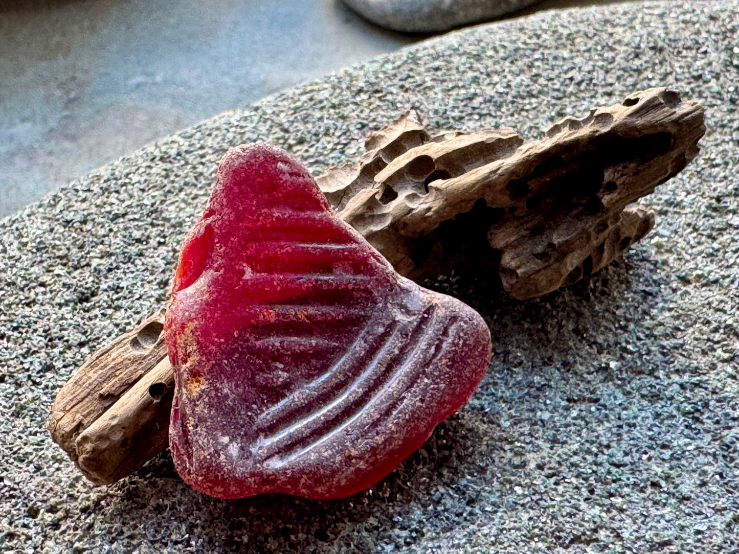 Red Sea Glass Bottle Base A2419 – Genuine Beach Found Sea Glass Jewelry Supply