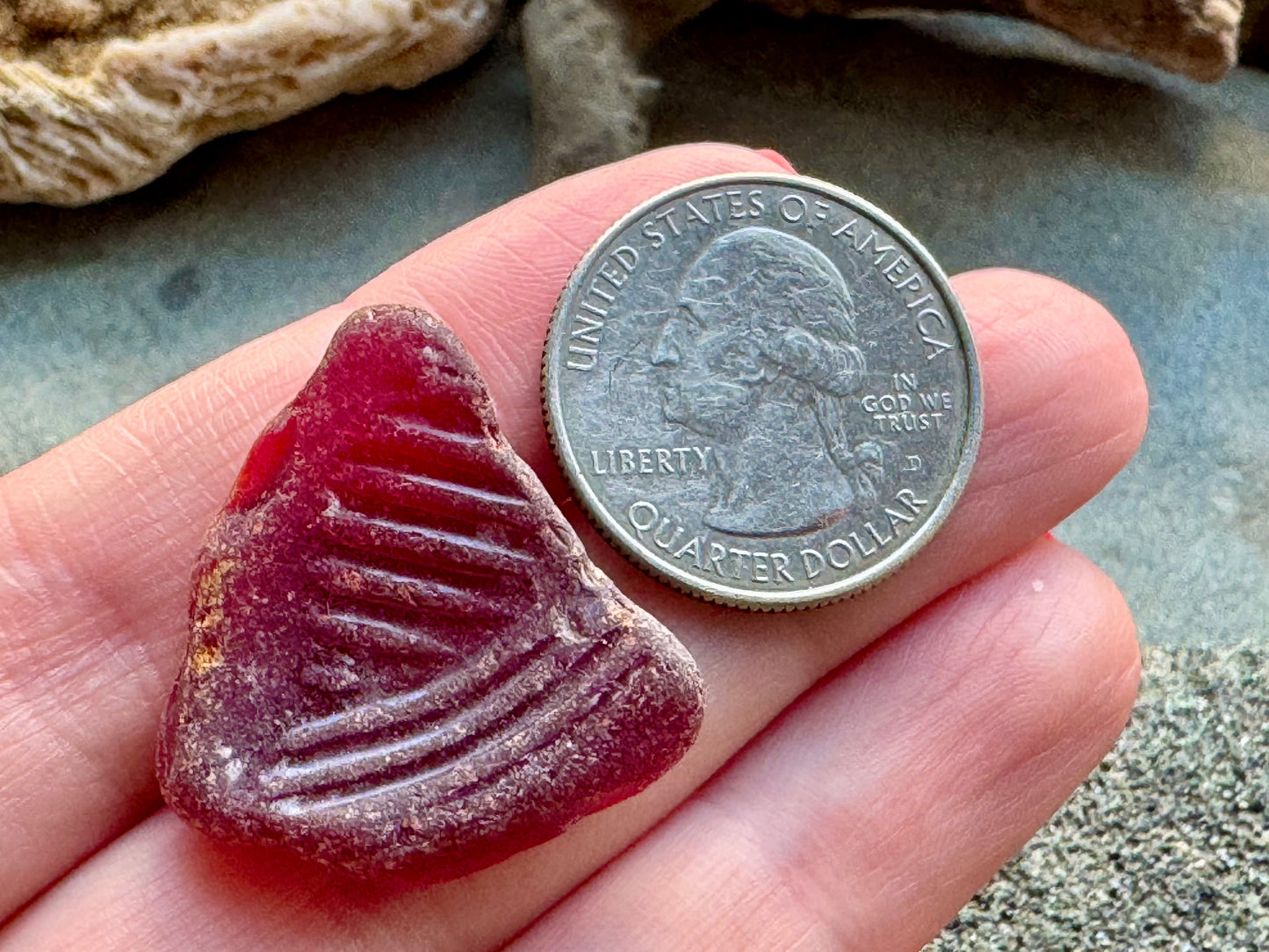 Red Sea Glass Bottle Base A2419 – Genuine Beach Found Sea Glass Jewelry Supply