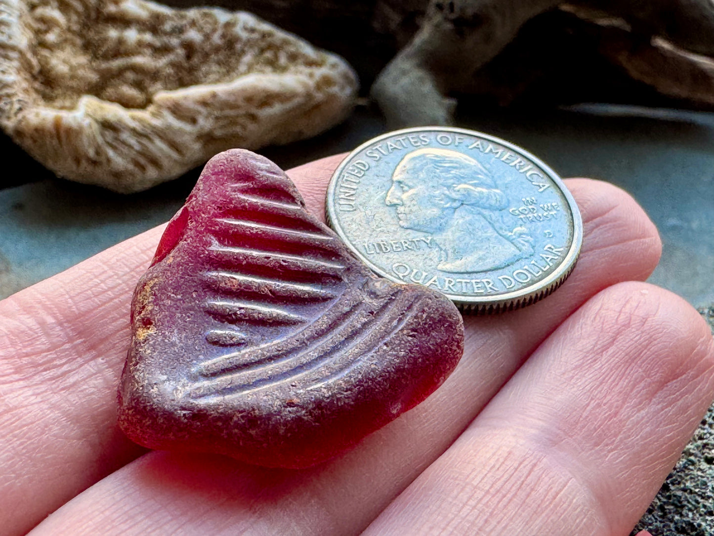Red Sea Glass Bottle Base A2419 – Genuine Beach Found Sea Glass Jewelry Supply