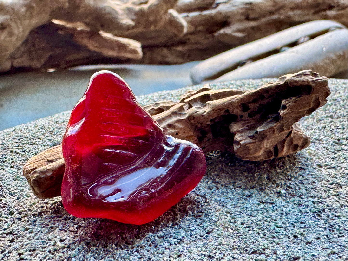 Red Sea Glass Bottle Base A2419 – Genuine Beach Found Sea Glass Jewelry Supply