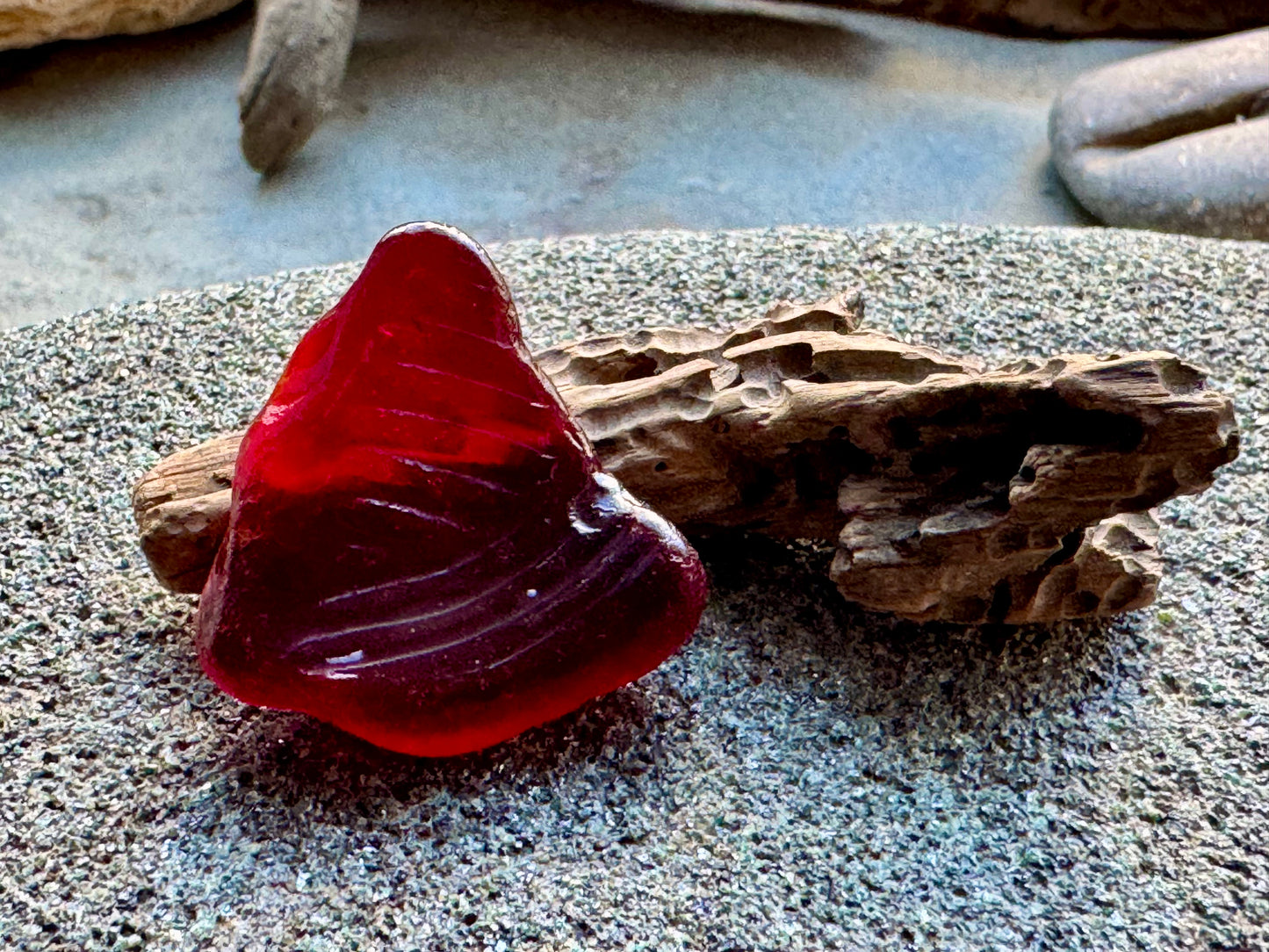 Red Sea Glass Bottle Base A2419 – Genuine Beach Found Sea Glass Jewelry Supply