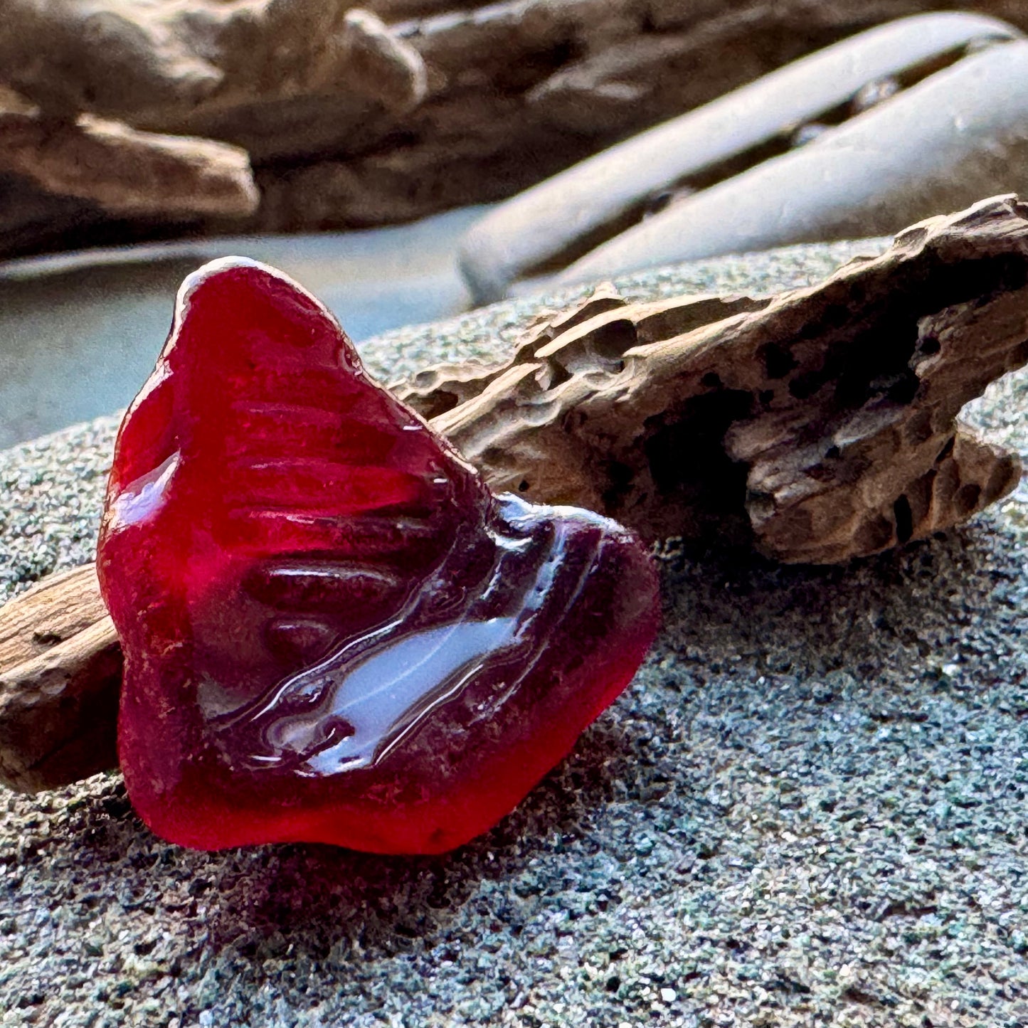 Red Sea Glass Bottle Base A2419 – Genuine Beach Found Sea Glass Jewelry Supply