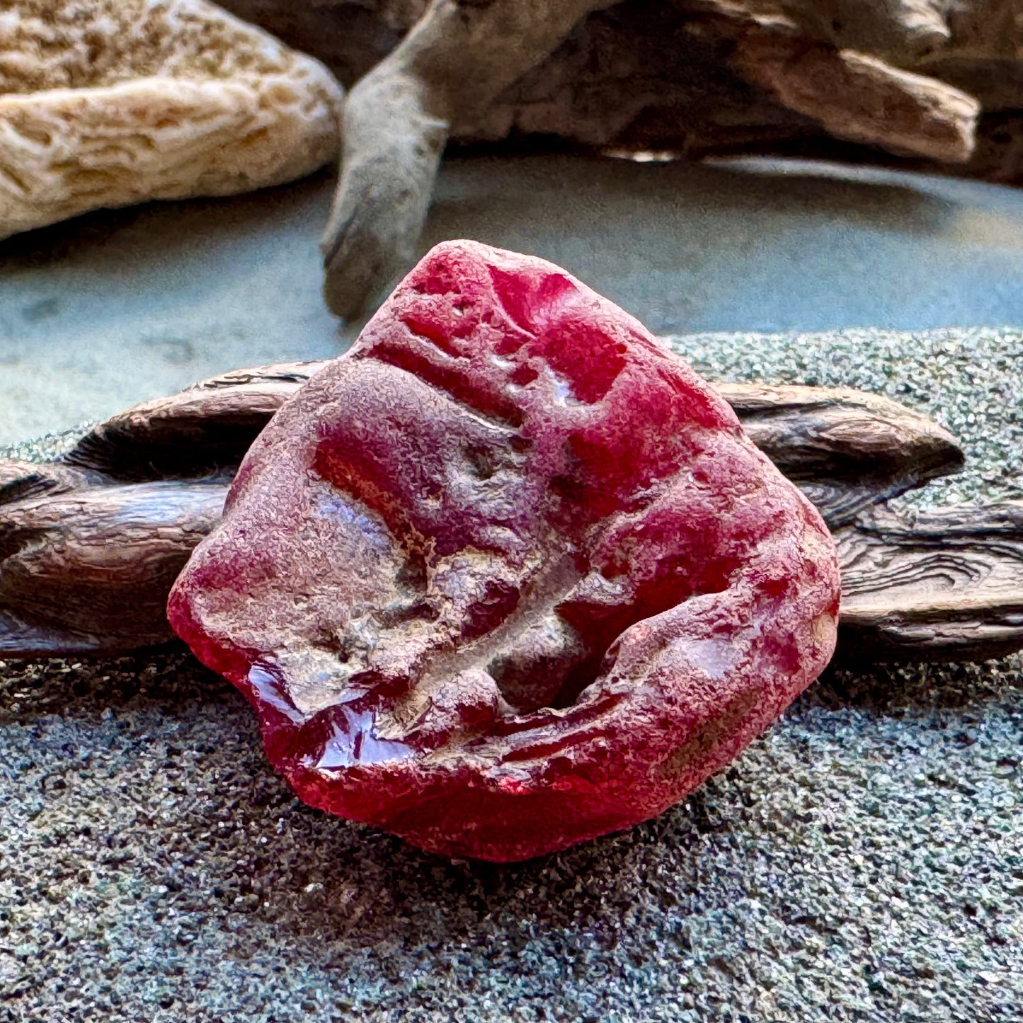 Red Sea Glass A2425– Authentic Rare Beach Glass, Jewelry Supply, Genuine Ocean Tumbled Piece