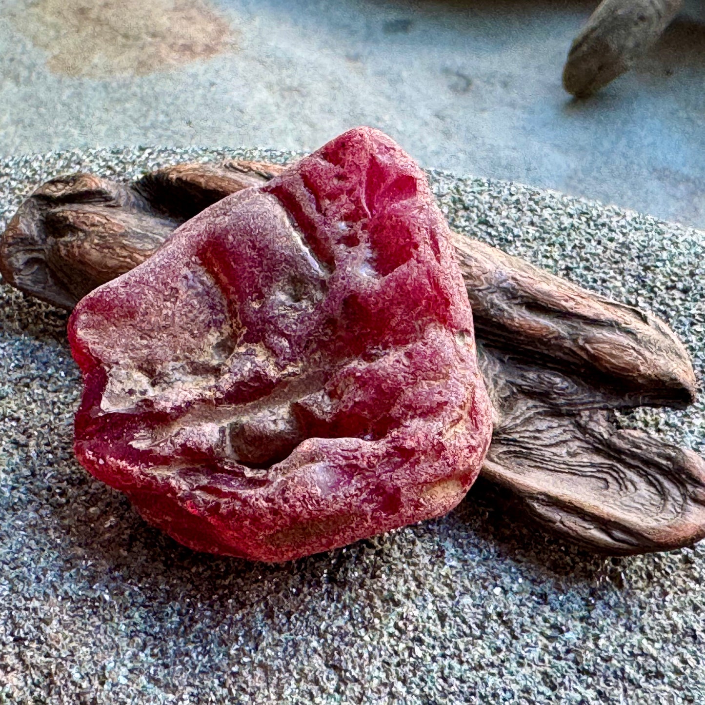 Red Sea Glass A2425– Authentic Rare Beach Glass, Jewelry Supply, Genuine Ocean Tumbled Piece
