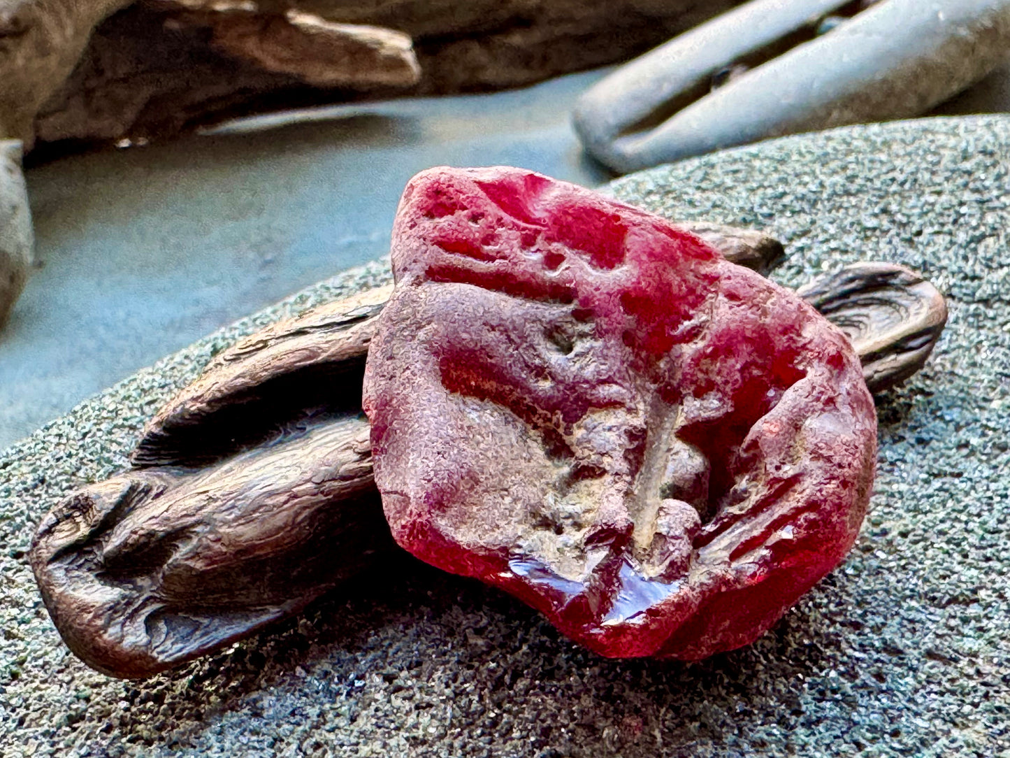 Red Sea Glass A2425– Authentic Rare Beach Glass, Jewelry Supply, Genuine Ocean Tumbled Piece