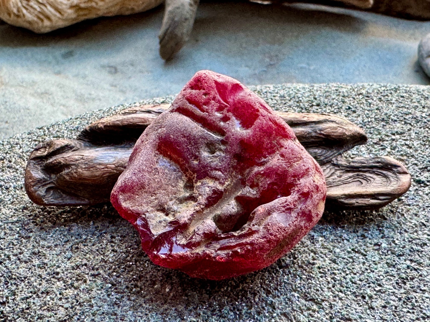 Red Sea Glass A2425– Authentic Rare Beach Glass, Jewelry Supply, Genuine Ocean Tumbled Piece