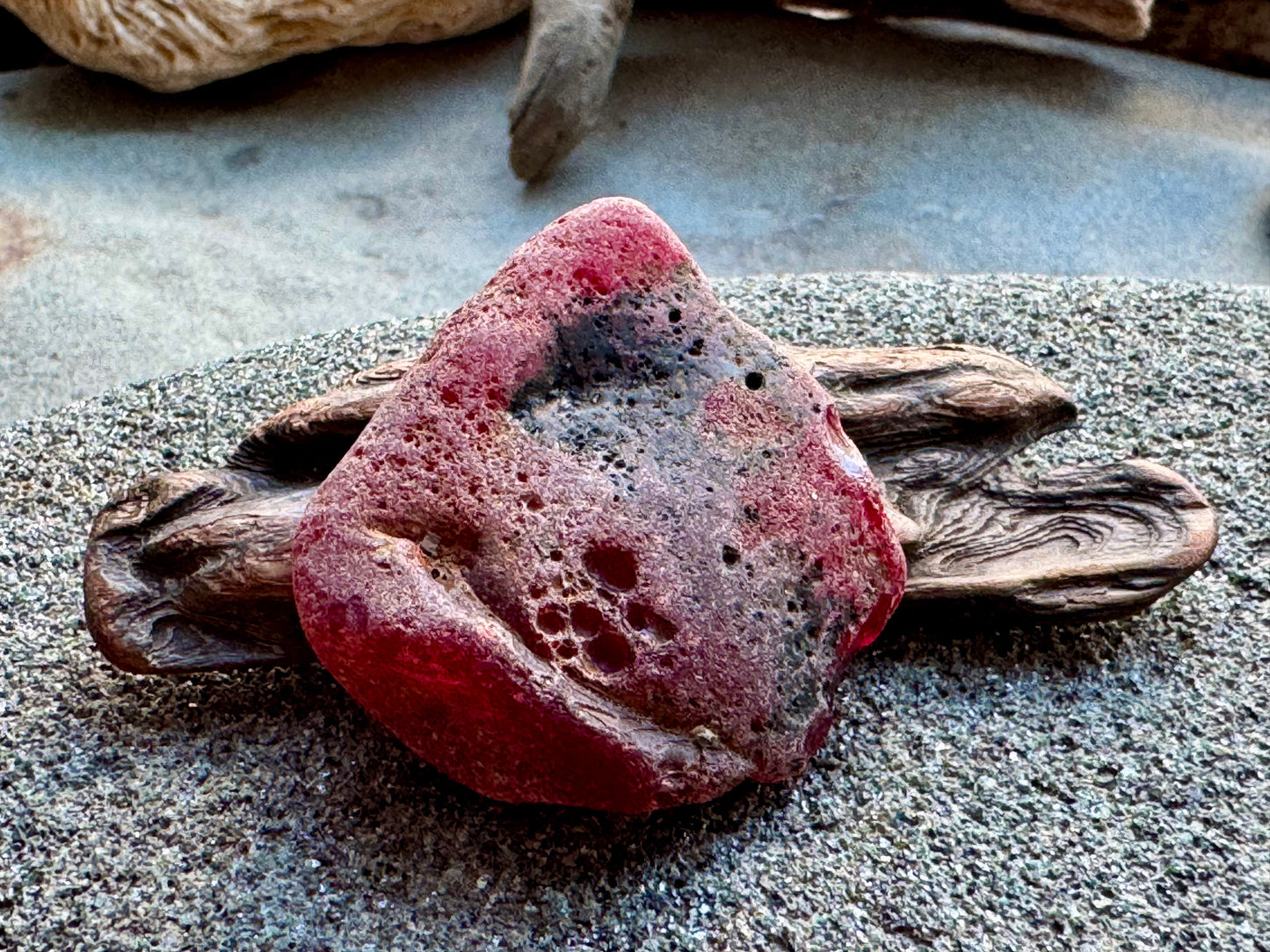 Red Sea Glass A2425– Authentic Rare Beach Glass, Jewelry Supply, Genuine Ocean Tumbled Piece