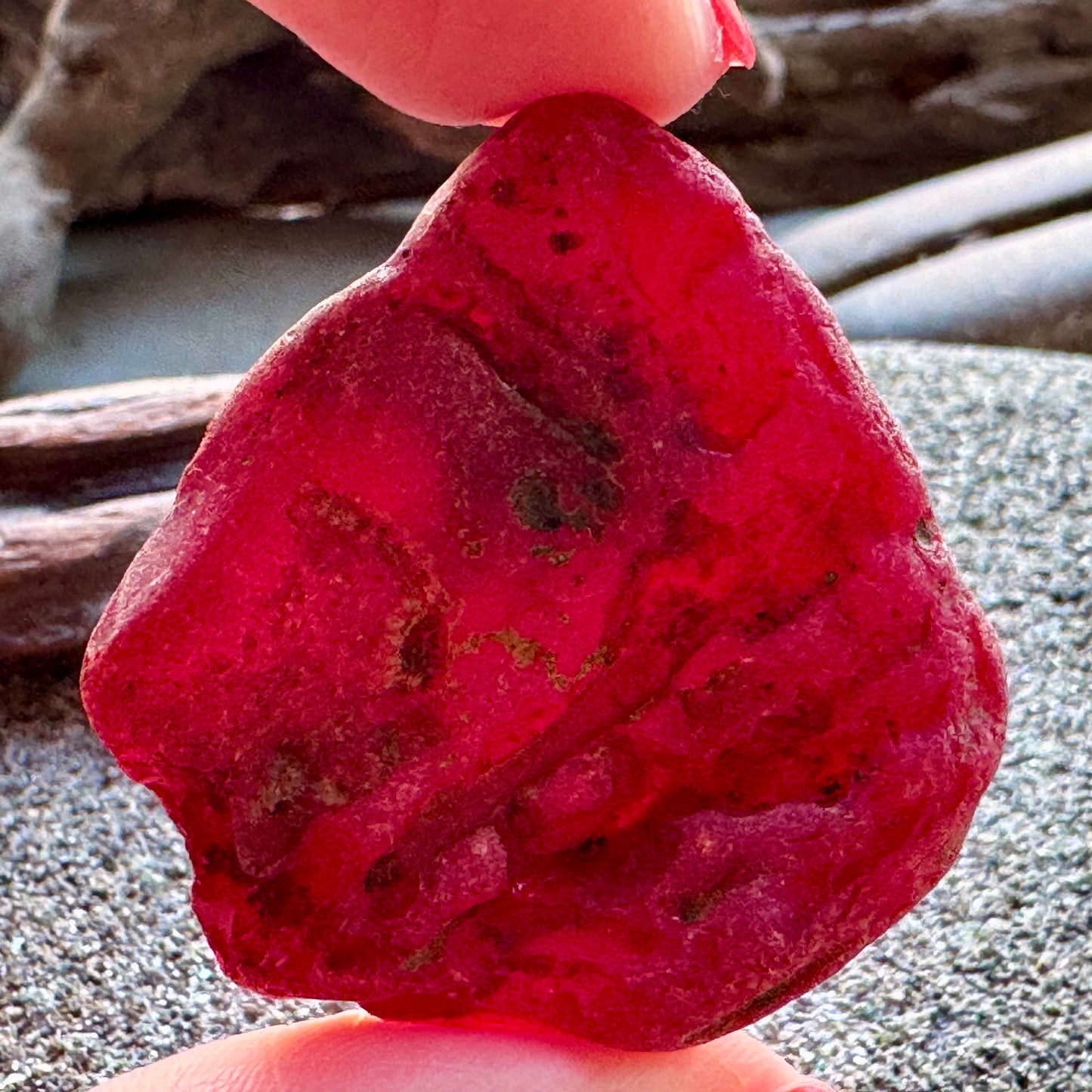Red Sea Glass A2425– Authentic Rare Beach Glass, Jewelry Supply, Genuine Ocean Tumbled Piece