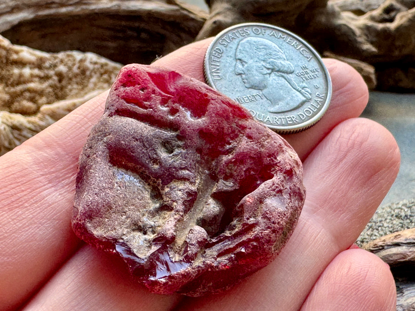 Red Sea Glass A2425– Authentic Rare Beach Glass, Jewelry Supply, Genuine Ocean Tumbled Piece