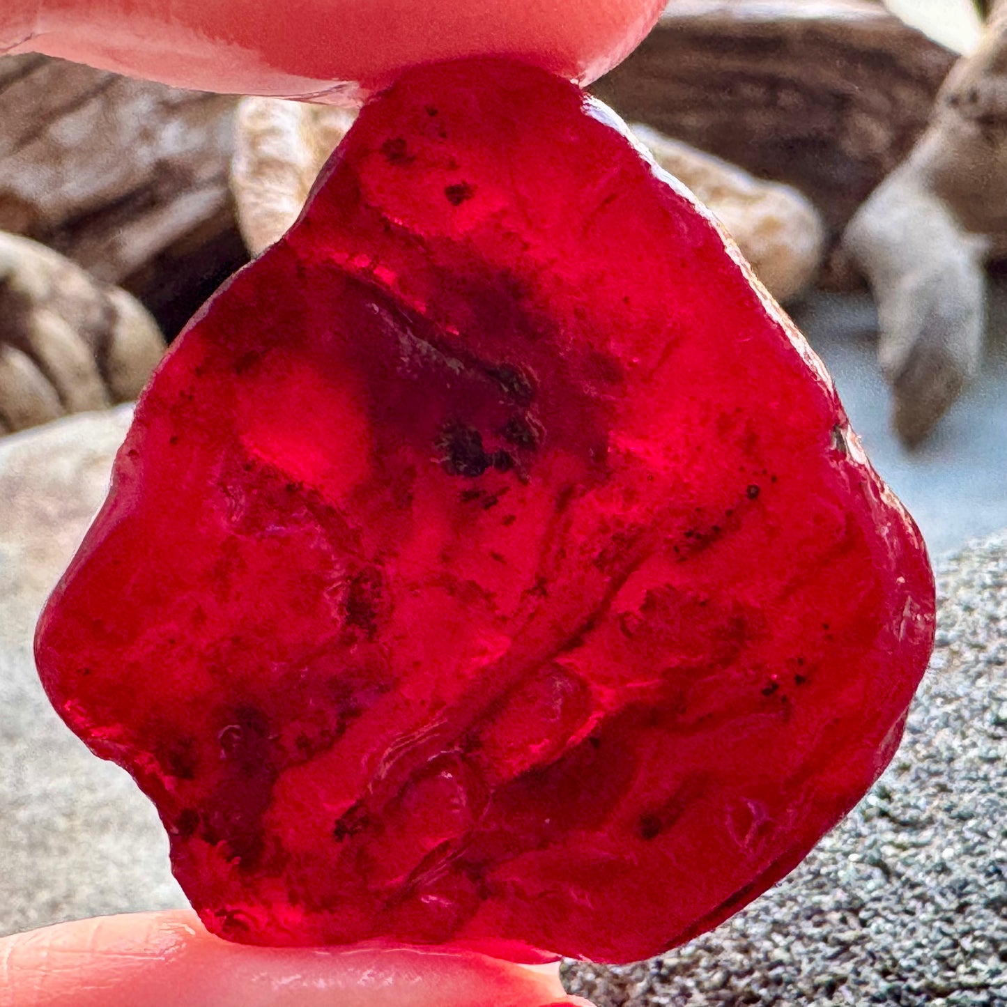 Red Sea Glass A2425– Authentic Rare Beach Glass, Jewelry Supply, Genuine Ocean Tumbled Piece