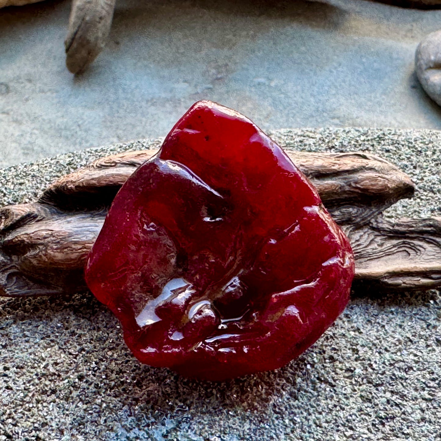 Red Sea Glass A2425– Authentic Rare Beach Glass, Jewelry Supply, Genuine Ocean Tumbled Piece