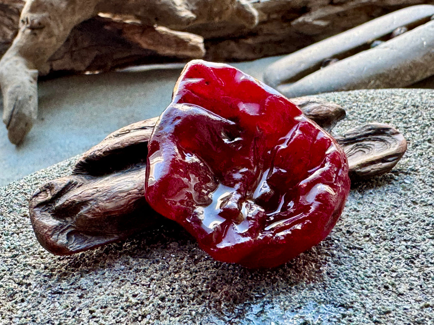 Red Sea Glass A2425– Authentic Rare Beach Glass, Jewelry Supply, Genuine Ocean Tumbled Piece