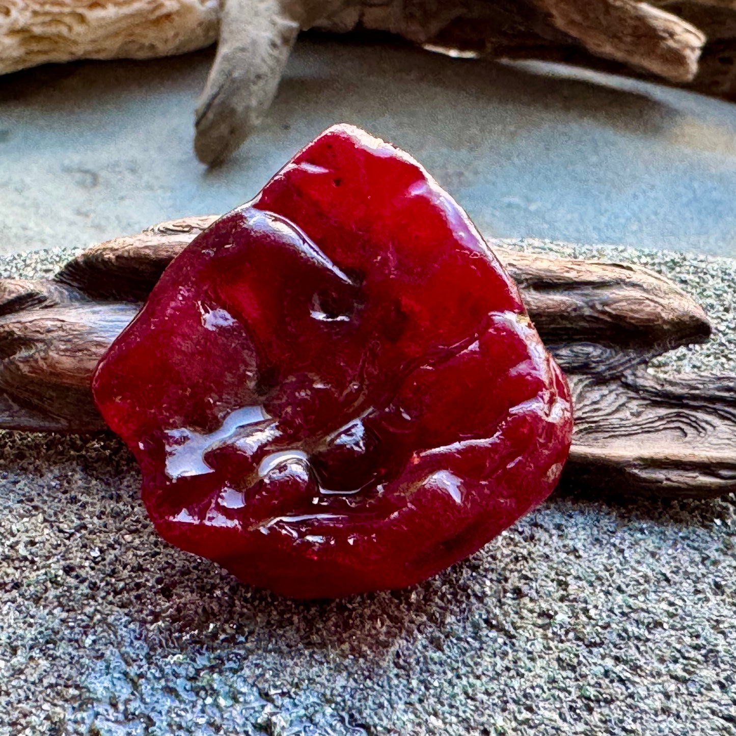 Red Sea Glass A2425– Authentic Rare Beach Glass, Jewelry Supply, Genuine Ocean Tumbled Piece