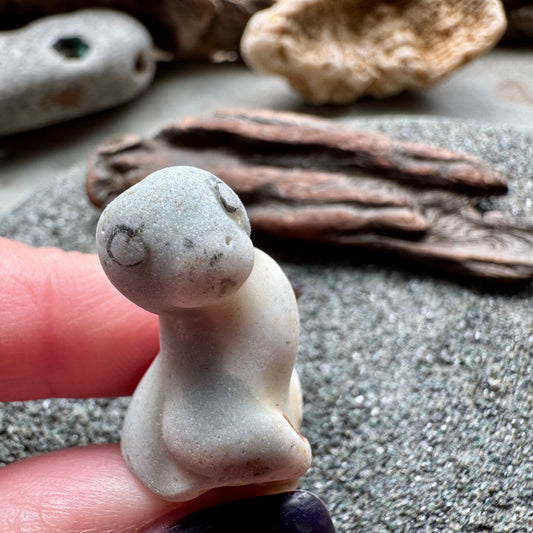 Sea Pottery Figurine A2847 – Ocean Tumbled Ceramic Mini Sculpture, Beach Found Sea of Japan, Wabi Sabi Decor, Collector Piece