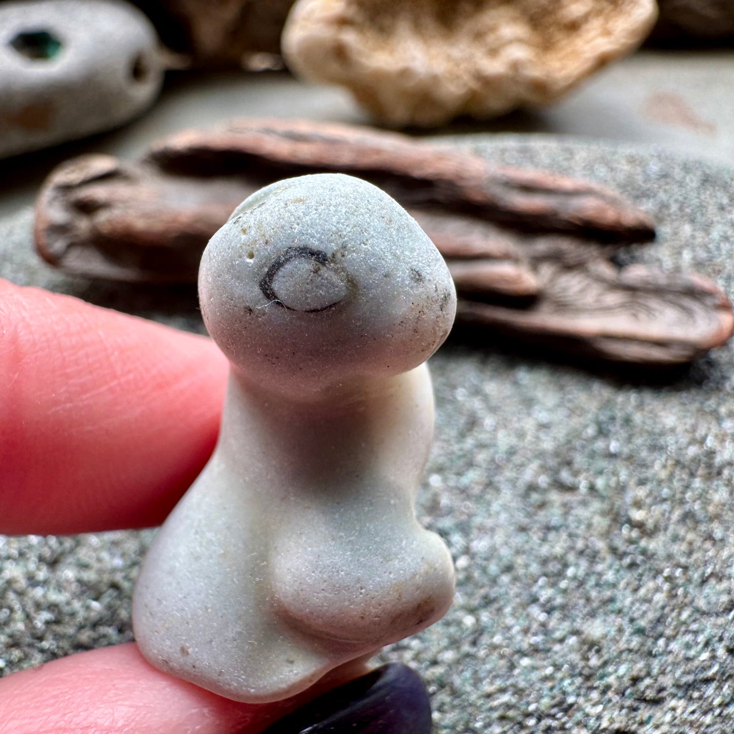 Sea Pottery Figurine A2847 – Ocean Tumbled Ceramic Mini Sculpture, Beach Found Sea of Japan, Wabi Sabi Decor, Collector Piece