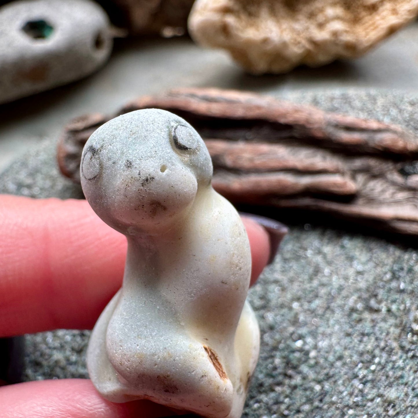 Sea Pottery Figurine A2847 – Ocean Tumbled Ceramic Mini Sculpture, Beach Found Sea of Japan, Wabi Sabi Decor, Collector Piece