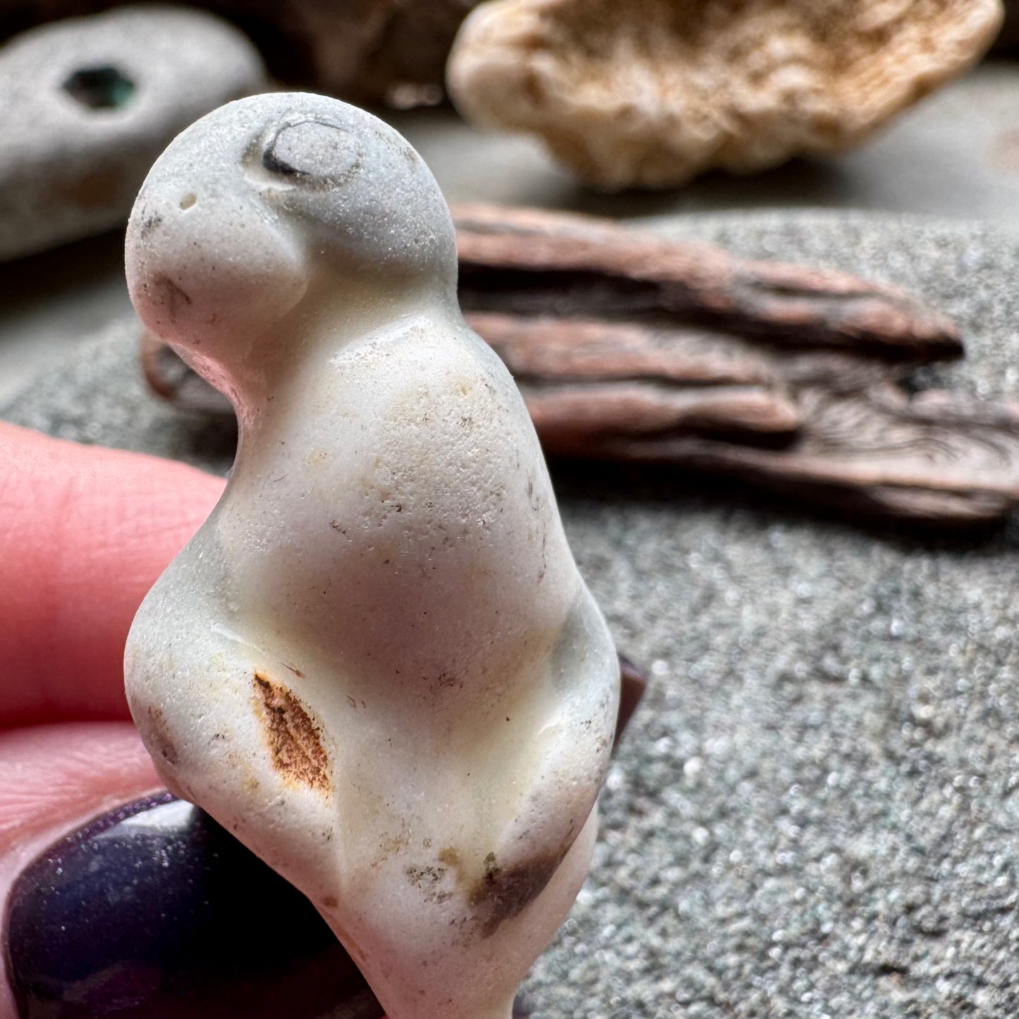 Sea Pottery Figurine A2847 – Ocean Tumbled Ceramic Mini Sculpture, Beach Found Sea of Japan, Wabi Sabi Decor, Collector Piece