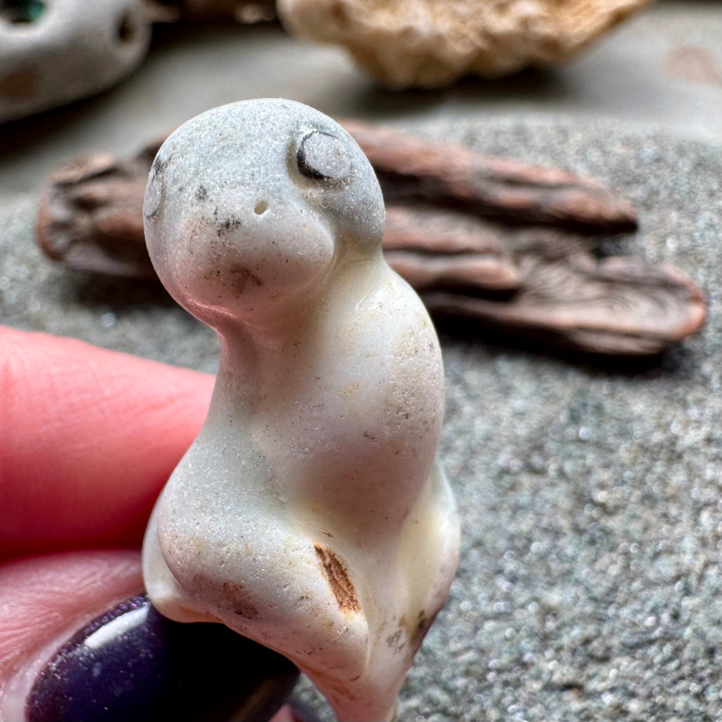 Sea Pottery Figurine A2847 – Ocean Tumbled Ceramic Mini Sculpture, Beach Found Sea of Japan, Wabi Sabi Decor, Collector Piece