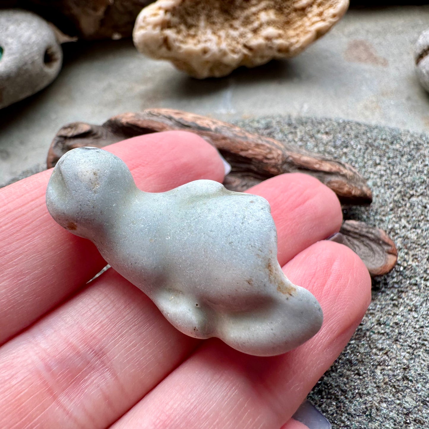 Sea Pottery Figurine A2847 – Ocean Tumbled Ceramic Mini Sculpture, Beach Found Sea of Japan, Wabi Sabi Decor, Collector Piece
