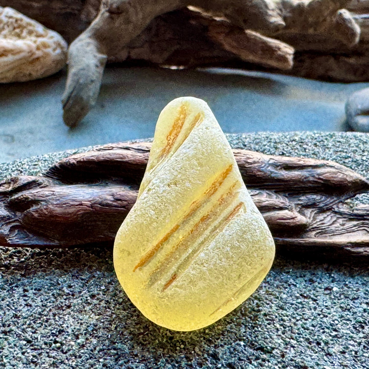 Honey Amber Sea Glass A2426 – Rare Embossed Genuine Sea Glass for Jewelry Making