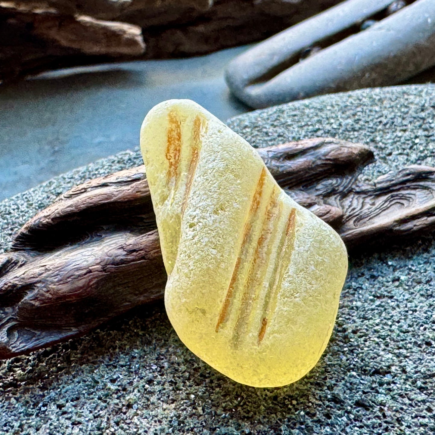 Honey Amber Sea Glass A2426 – Rare Embossed Genuine Sea Glass for Jewelry Making