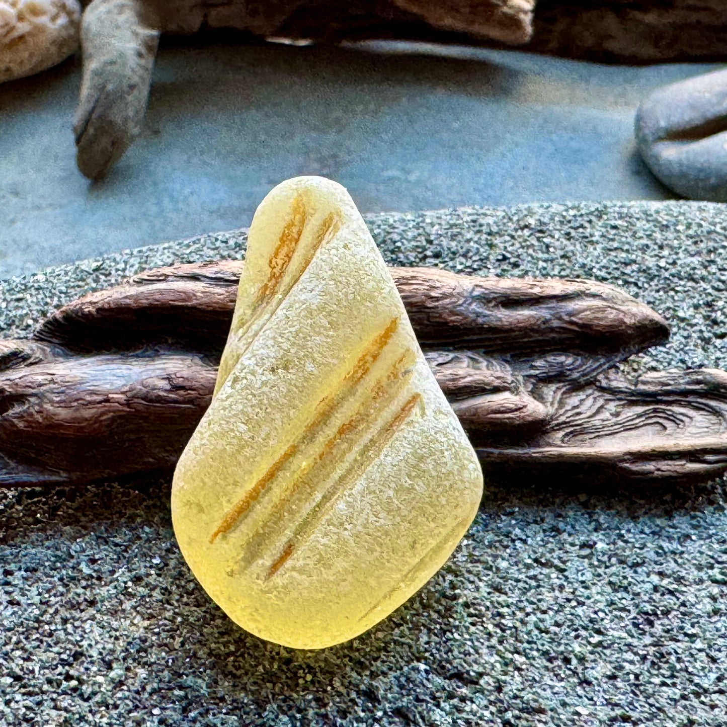 Honey Amber Sea Glass A2426 – Rare Embossed Genuine Sea Glass for Jewelry Making
