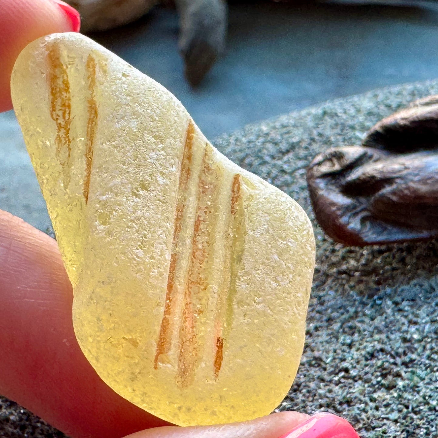 Honey Amber Sea Glass A2426 – Rare Embossed Genuine Sea Glass for Jewelry Making