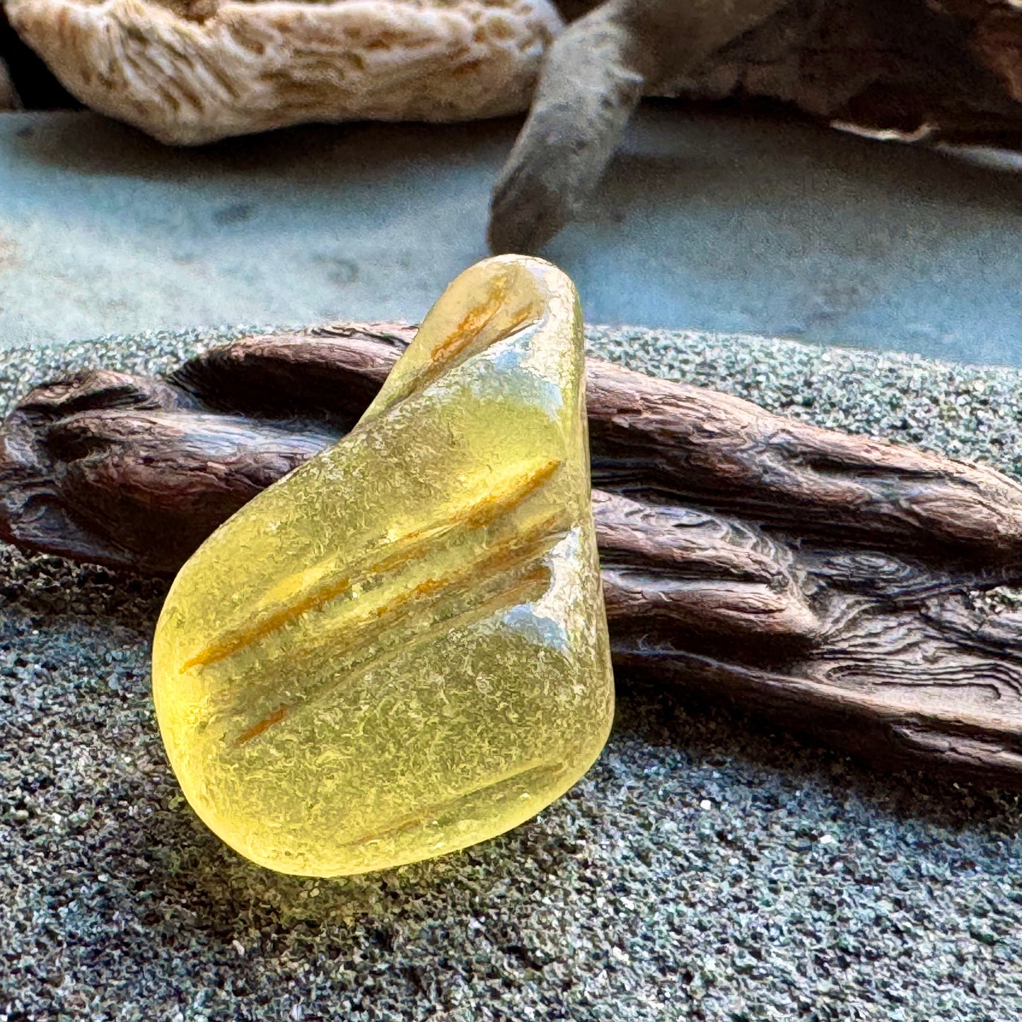 Honey Amber Sea Glass A2426 – Rare Embossed Genuine Sea Glass for Jewelry Making