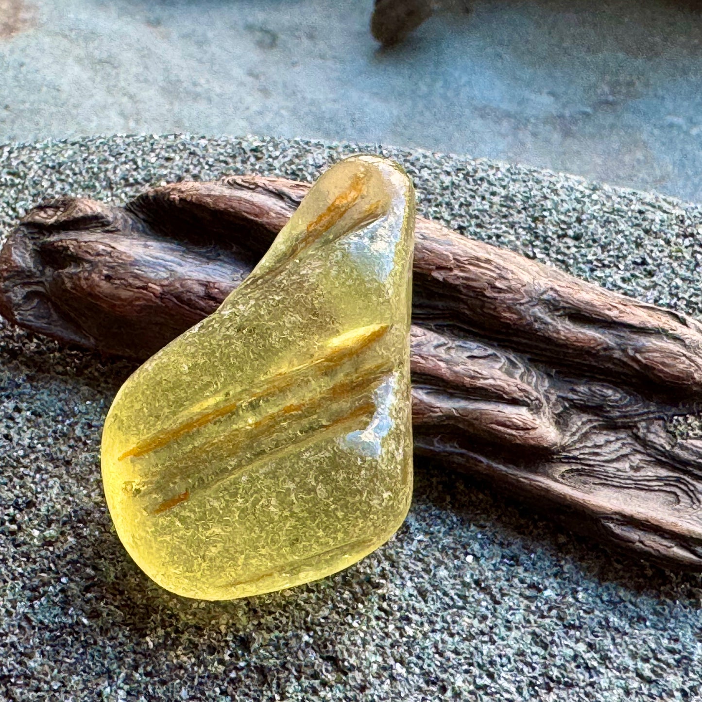 Honey Amber Sea Glass A2426 – Rare Embossed Genuine Sea Glass for Jewelry Making