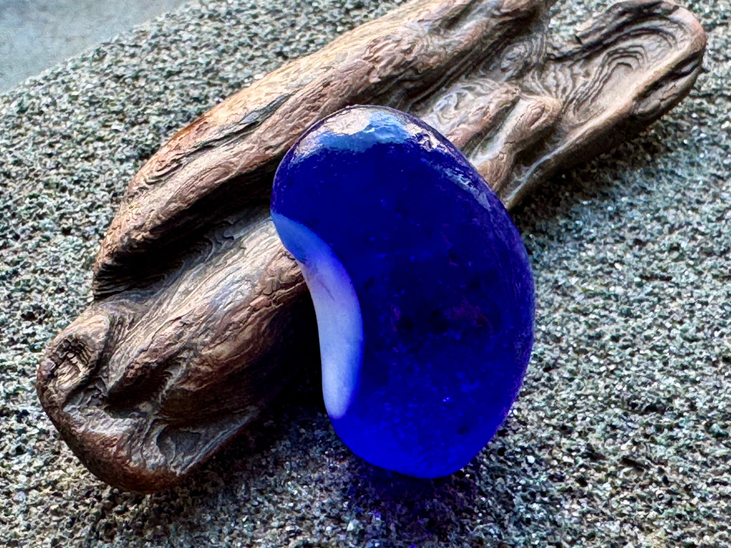 Cobalt Blue & White Sea Glass A2429 – Rare Multicolor Beach Glass, Jewelry Supply, Genuine Ocean Tumbled Piece