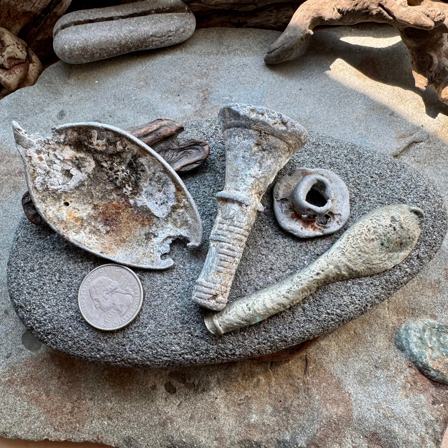 Sea Found Metal Salvage Lot A2527 – Beach Found Rusty Metal Pieces, Antique Architectural Fragments, Maritime Relics, Rustic Wabi Sabi Decor Set