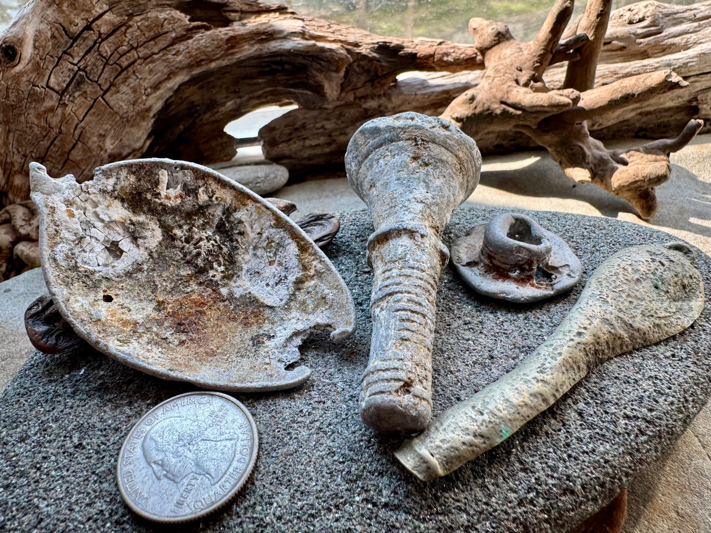 Sea Found Metal Salvage Lot A2527 – Beach Found Rusty Metal Pieces, Antique Architectural Fragments, Maritime Relics, Rustic Wabi Sabi Decor Set