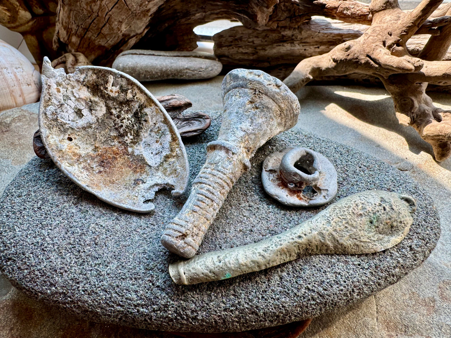 Sea Found Metal Salvage Lot A2527 – Beach Found Rusty Metal Pieces, Antique Architectural Fragments, Maritime Relics, Rustic Wabi Sabi Decor Set