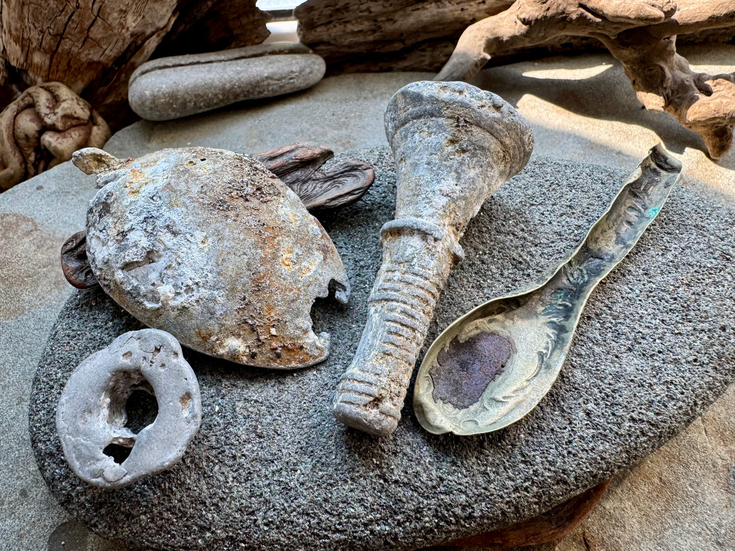 Sea Found Metal Salvage Lot A2527 – Beach Found Rusty Metal Pieces, Antique Architectural Fragments, Maritime Relics, Rustic Wabi Sabi Decor Set