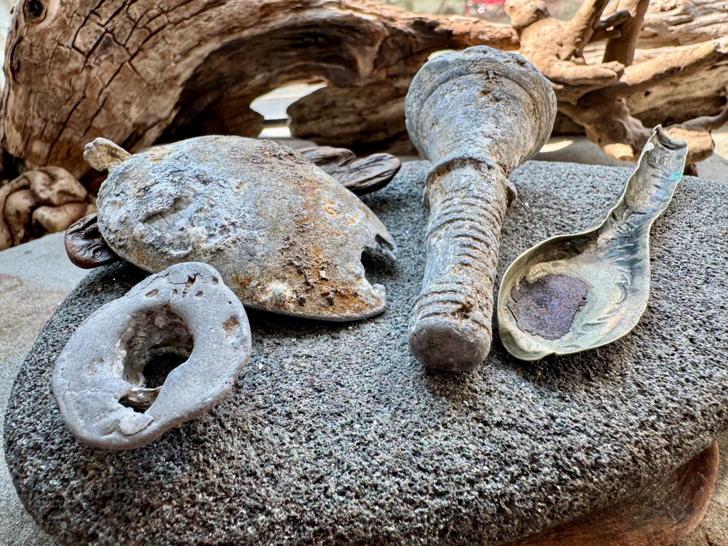 Sea Found Metal Salvage Lot A2527 – Beach Found Rusty Metal Pieces, Antique Architectural Fragments, Maritime Relics, Rustic Wabi Sabi Decor Set