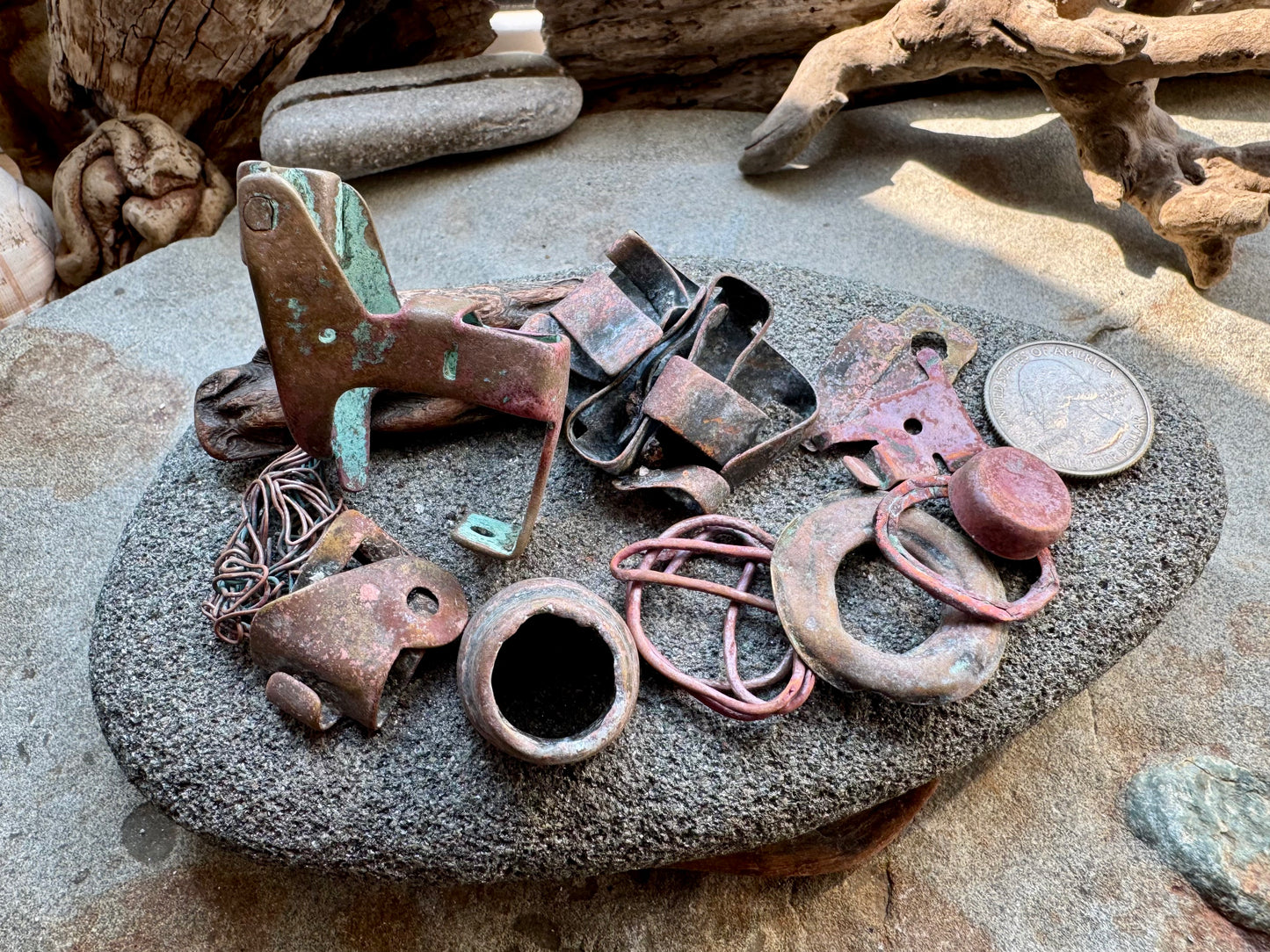 Beach Found Metal Relics Lot A2528 – Rustic Salvaged Hardware & Sea Worn Iron Pieces, Coastal Found Objects, Jewelry Supply, Wabi Sabi Decor