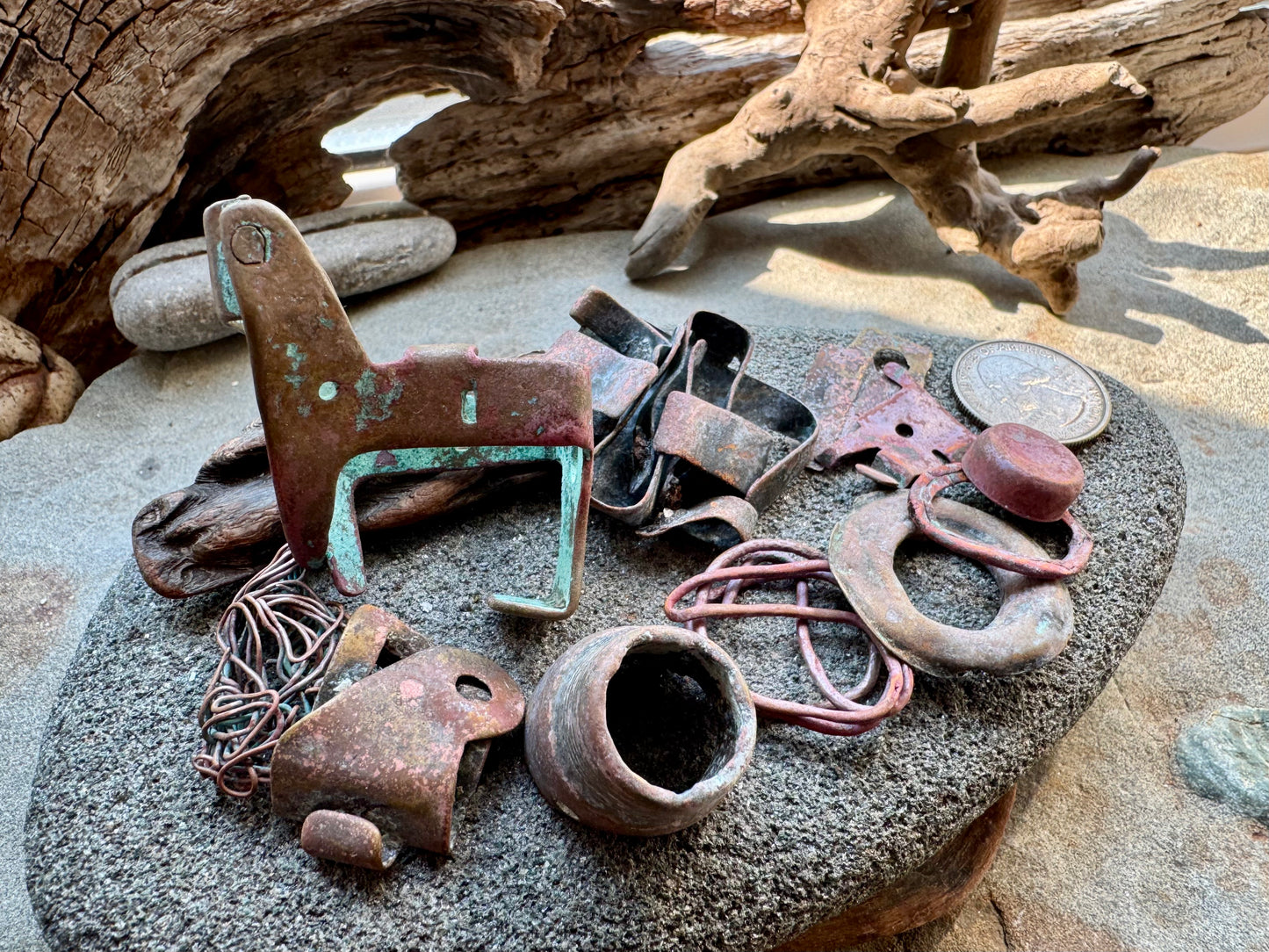 Beach Found Metal Relics Lot A2528 – Rustic Salvaged Hardware & Sea Worn Iron Pieces, Coastal Found Objects, Jewelry Supply, Wabi Sabi Decor