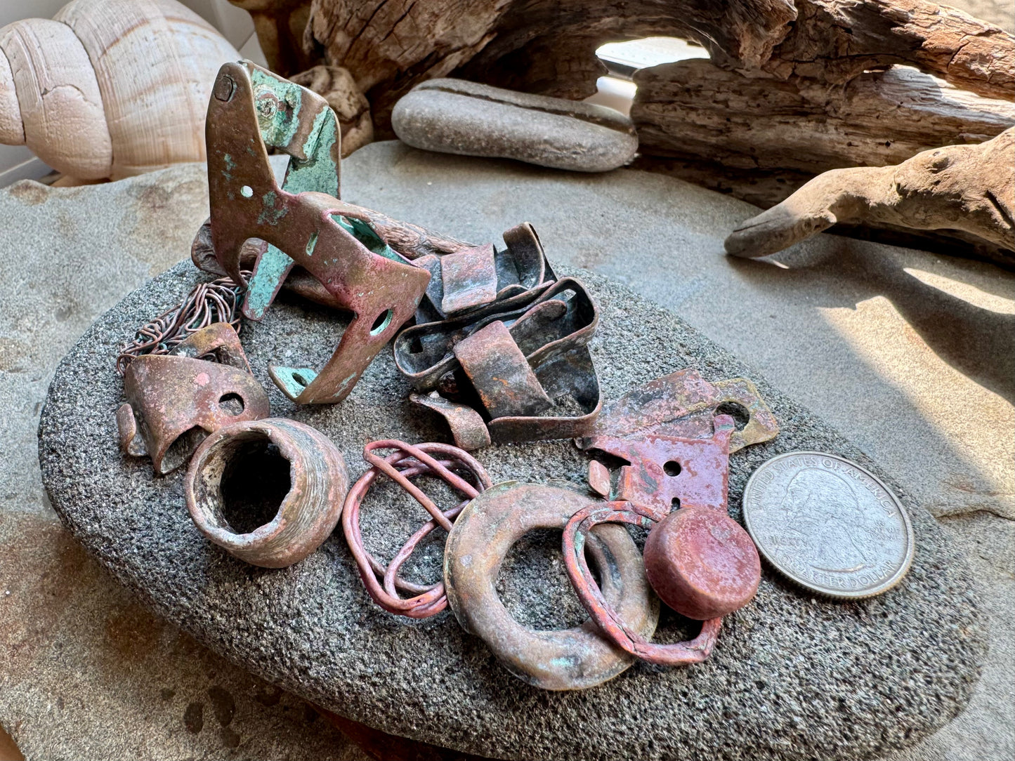 Beach Found Metal Relics Lot A2528 – Rustic Salvaged Hardware & Sea Worn Iron Pieces, Coastal Found Objects, Jewelry Supply, Wabi Sabi Decor
