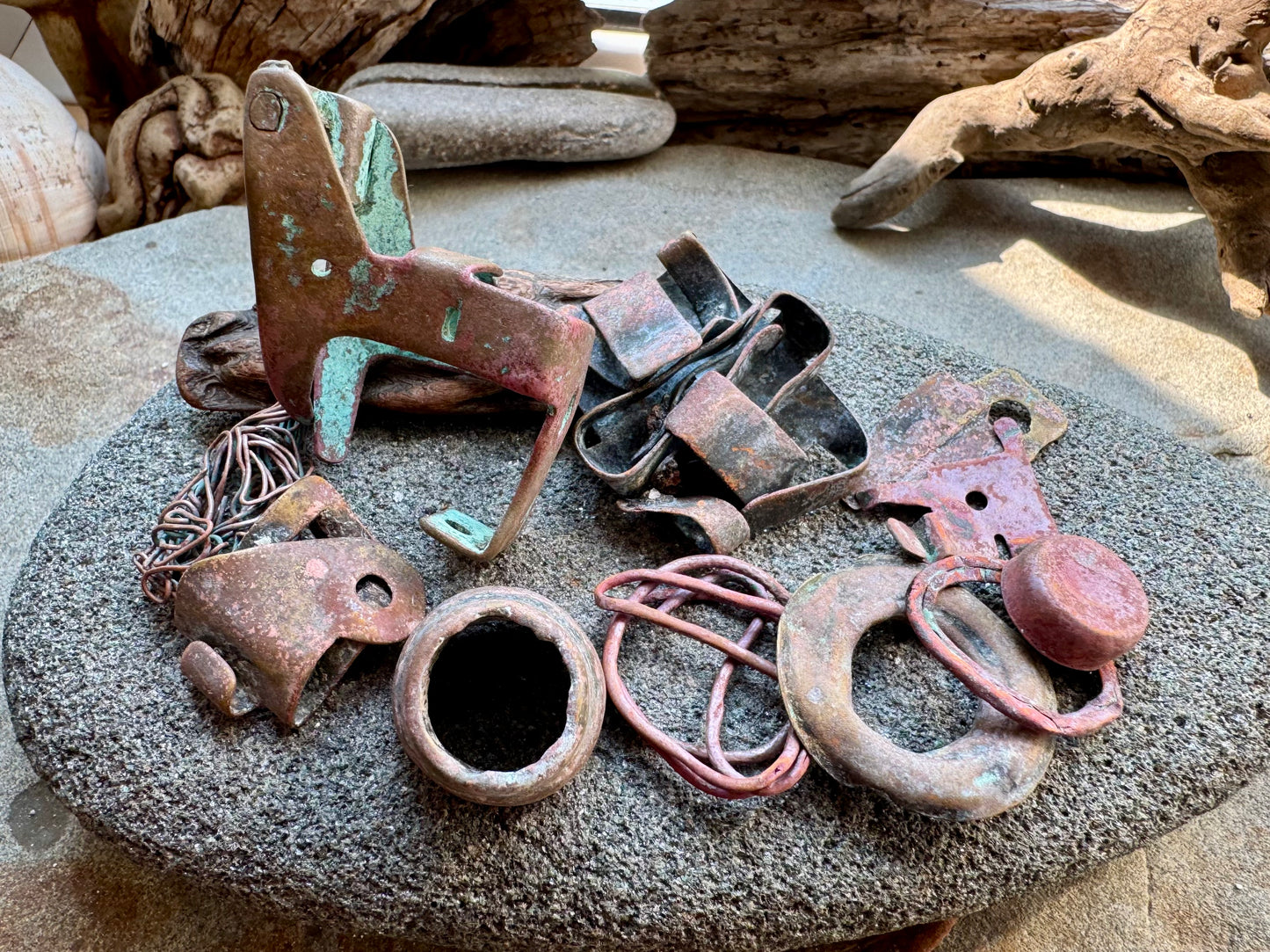 Beach Found Metal Relics Lot A2528 – Rustic Salvaged Hardware & Sea Worn Iron Pieces, Coastal Found Objects, Jewelry Supply, Wabi Sabi Decor