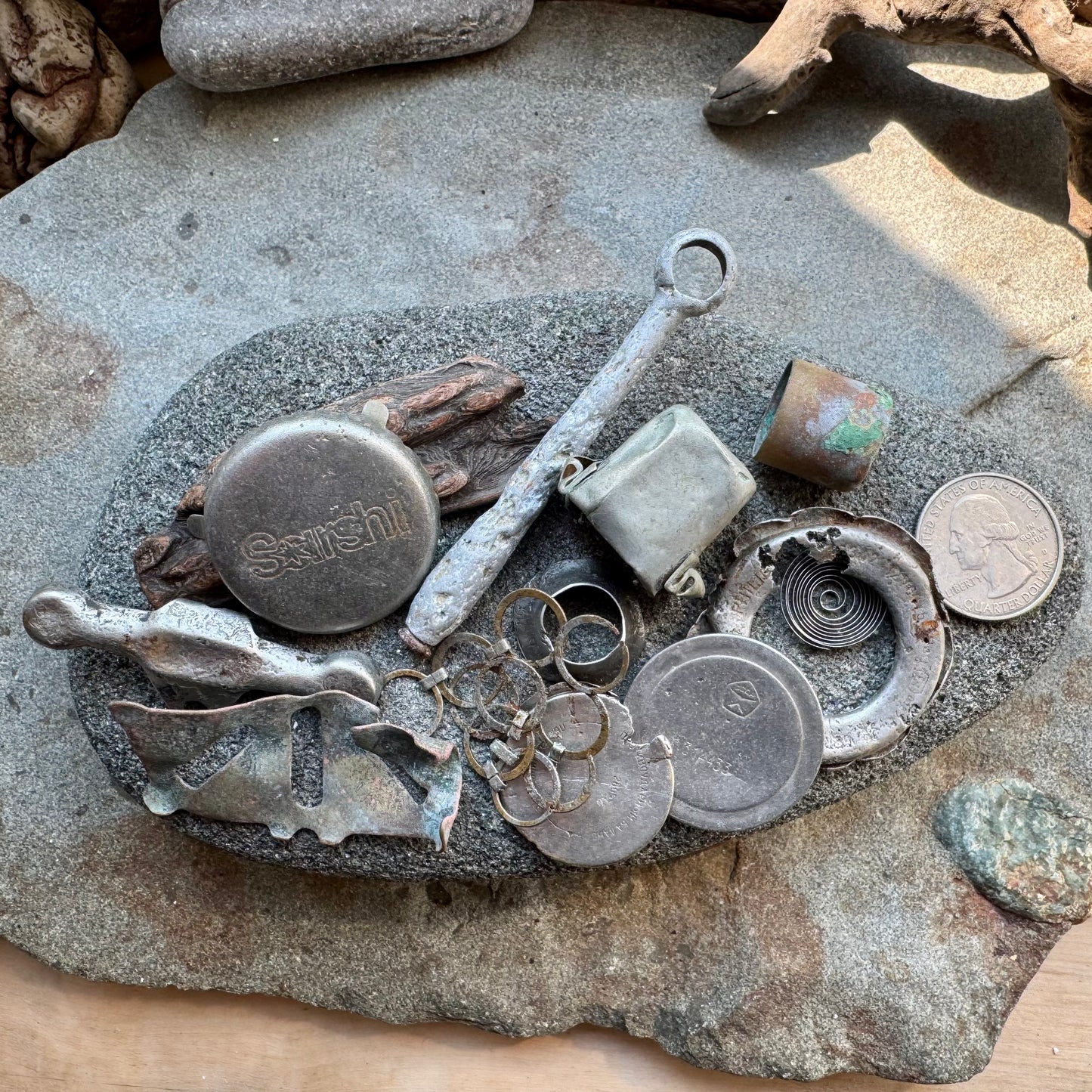Authentic Found Metal Pieces Set A2529 – Rusty Salvage Parts, Sea Found Metal, Craft Supply, Assemblage Art, Industrial Decor, Mixed Metal Lot