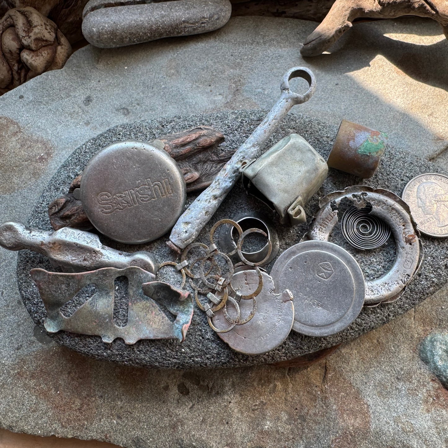 Authentic Found Metal Pieces Set A2529 – Rusty Salvage Parts, Sea Found Metal, Craft Supply, Assemblage Art, Industrial Decor, Mixed Metal Lot