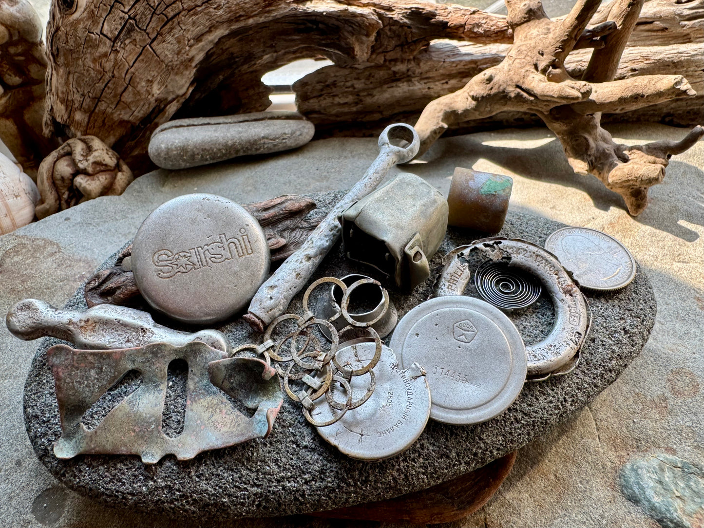 Authentic Found Metal Pieces Set A2529 – Rusty Salvage Parts, Sea Found Metal, Craft Supply, Assemblage Art, Industrial Decor, Mixed Metal Lot
